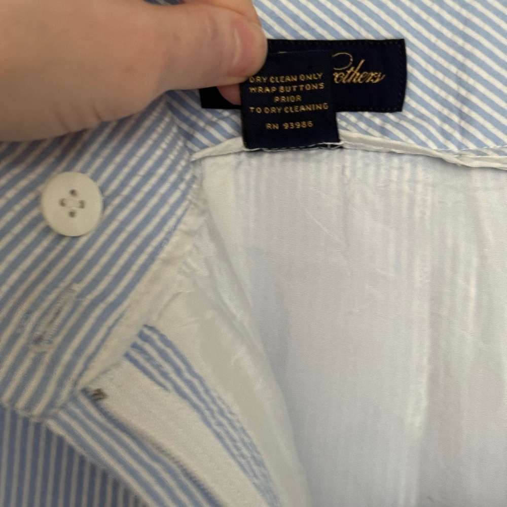 Brooks Brothers Wide Leg Lined Seersucker Slacks Blue White Petite - Picture 6 of 8